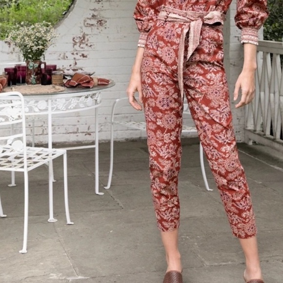 Veronica Beard Clerence Belted High-Rise Pants Rust Multi Size 4 - Picture 2 of 9